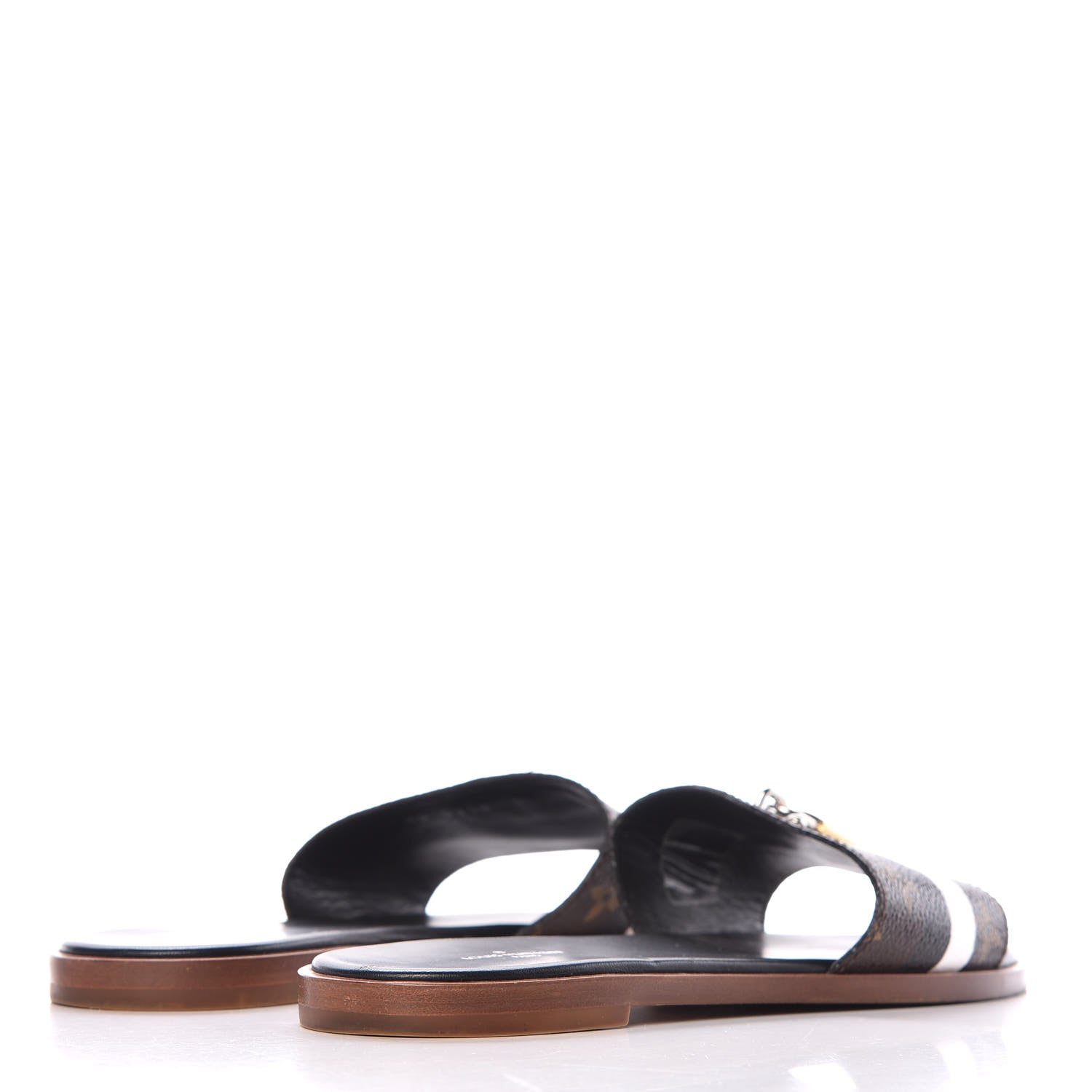 Louis Vuitton Patent Monogram Lock It Flat Mules 40 Black White 4 of 13