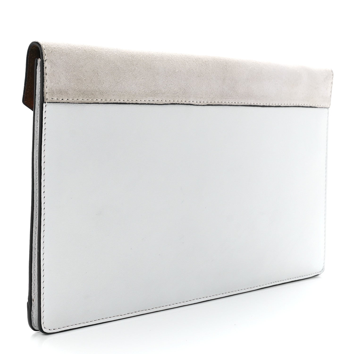 Celine Calfskin Suede Pony Hair Patent Tri-Color Diamond Clutch White Silver Red 3 of 11