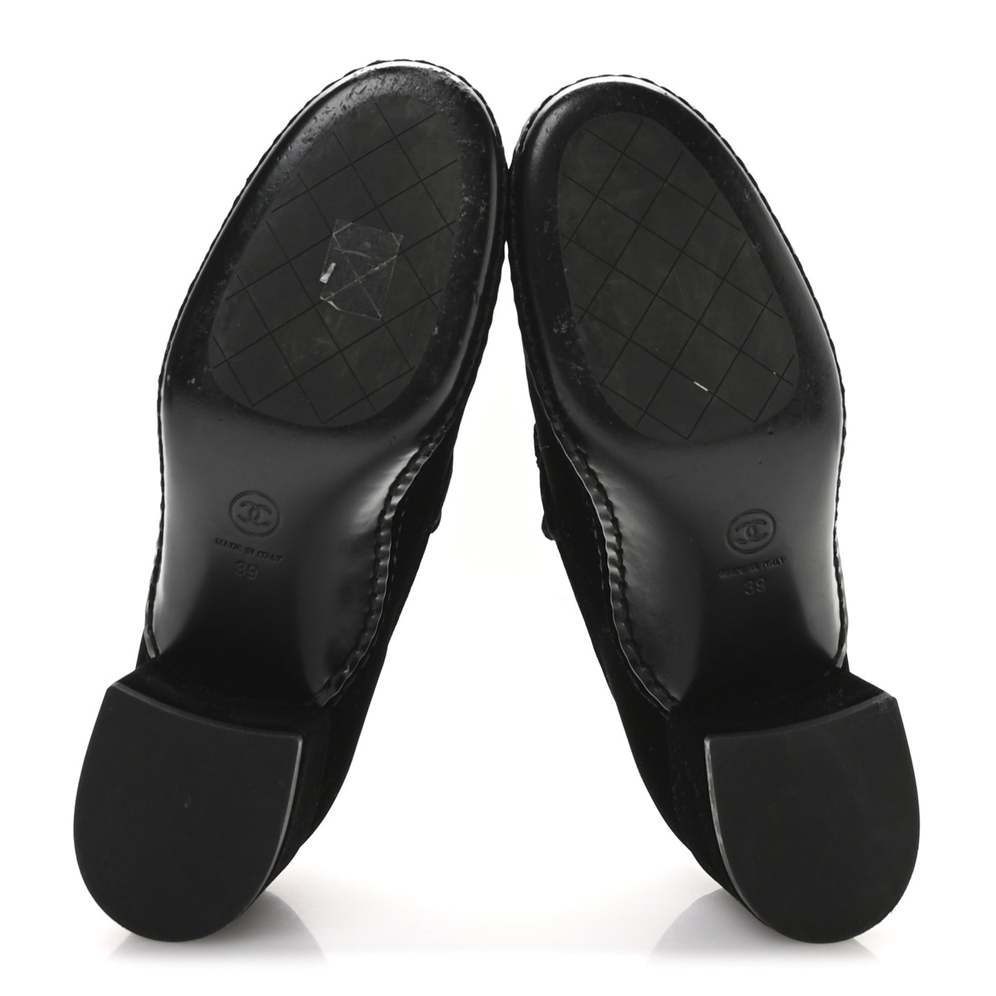 Shiny Calfskin Logo Loafers 38 Black