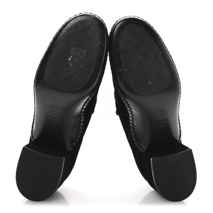 Chanel Shiny Calfskin Logo Loafers 38 Black 6 of 9