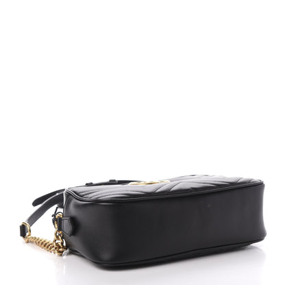 Gucci Calfskin Matelasse Small GG Marmont Chain Shoulder Bag Black 4 of 11