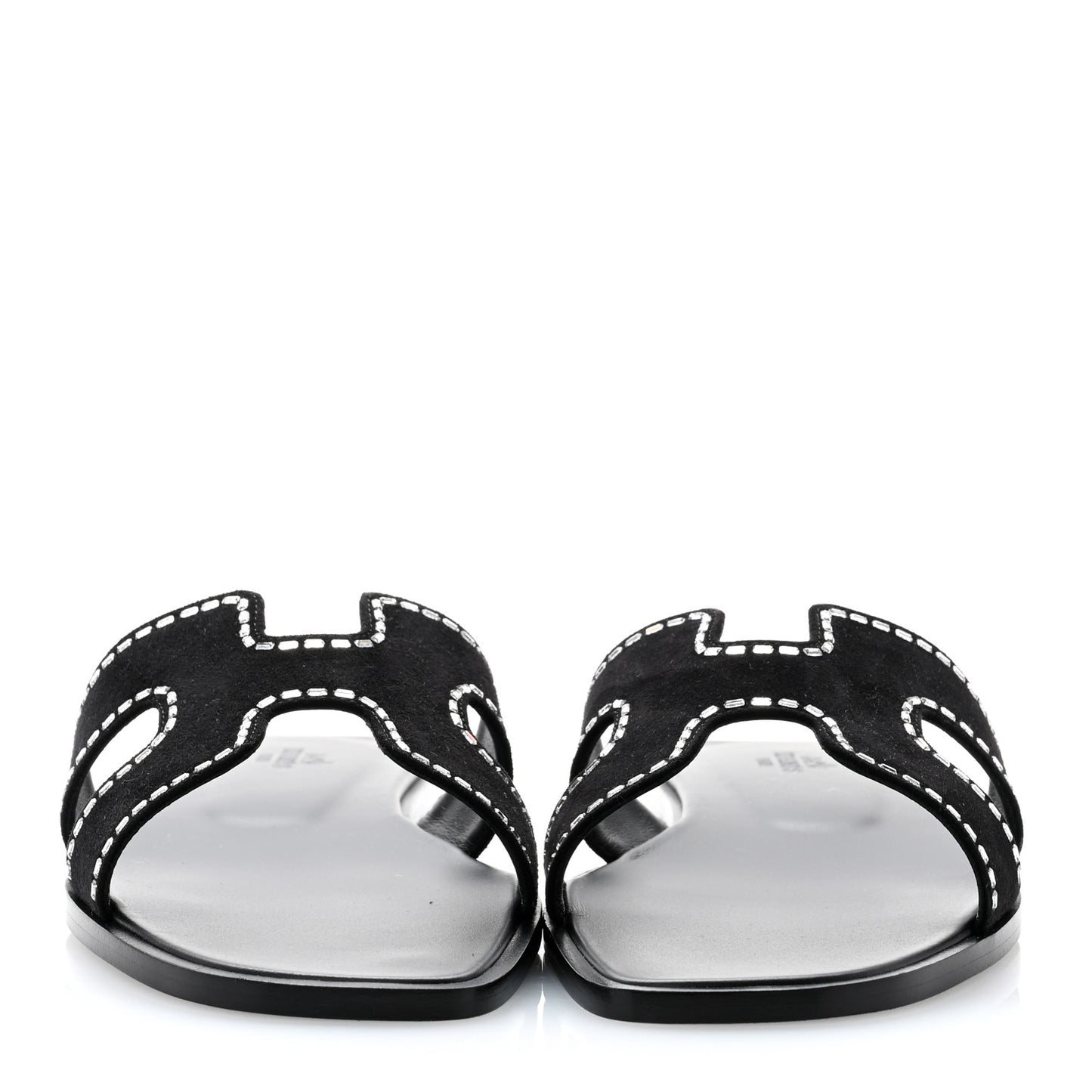 Suede Goatskin Crystal Embellished Oran Sandals 39 Black