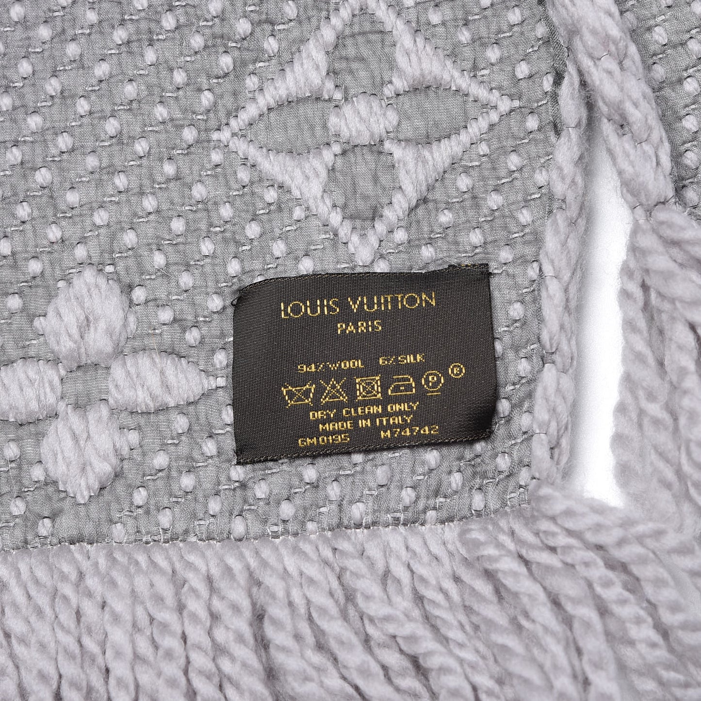Wool Silk Logomania Scarf Pearl Grey