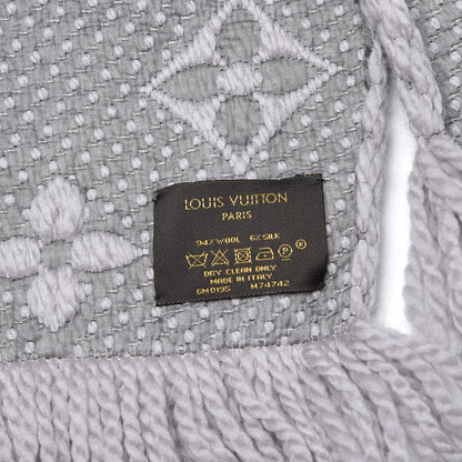 Louis Vuitton Wool Silk Logomania Scarf Pearl Grey 4 of 5