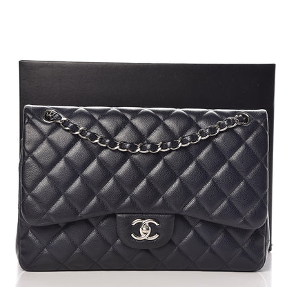 Chanel Caviar Quilted Jumbo Double Flap Navy Blue 11 of 11