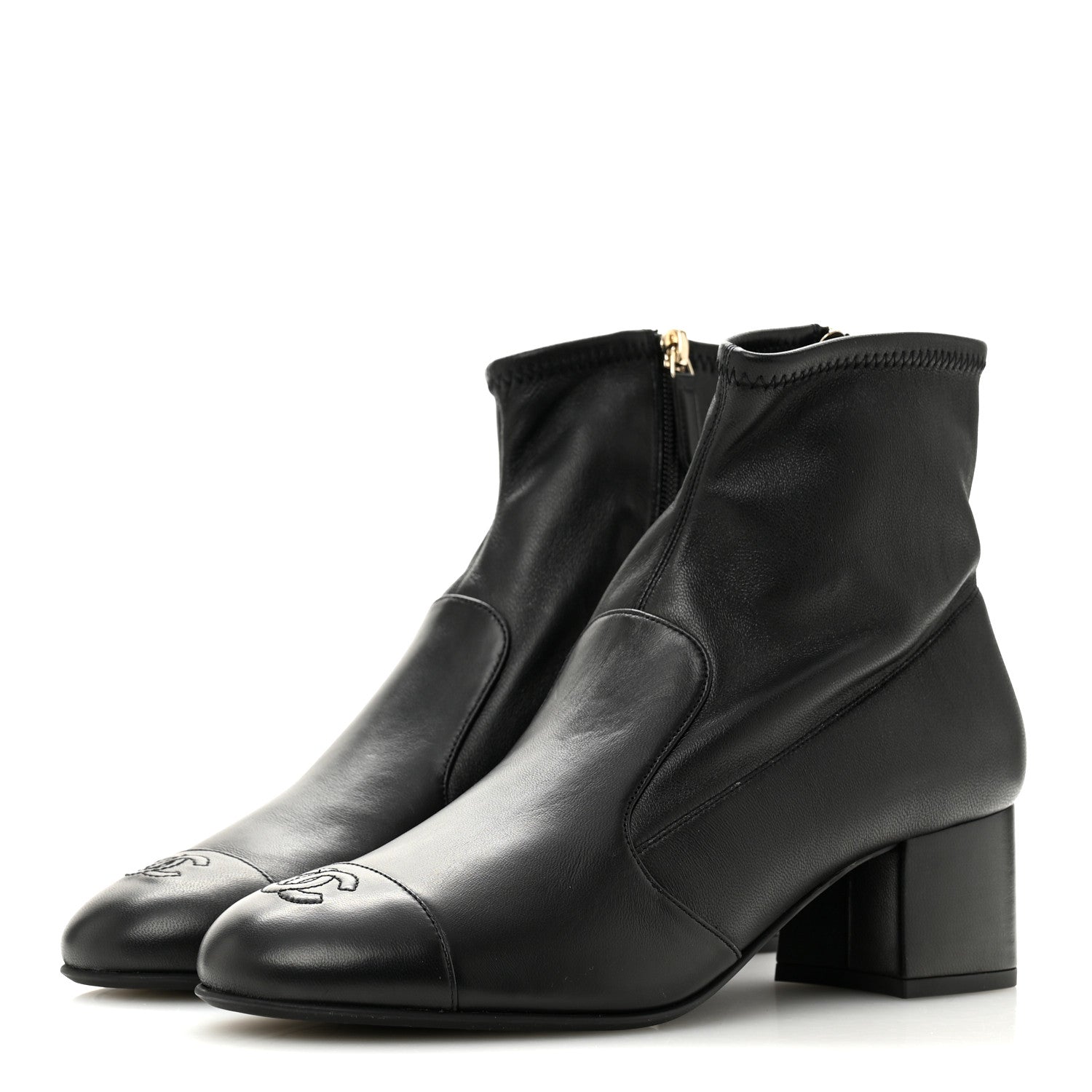 Chanel Stretch Lambskin Cap Toe CC Uniform Short Boots 40 Black 4 of 9