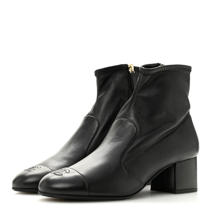 Chanel Stretch Lambskin Cap Toe CC Uniform Short Boots 40 Black 4 of 9