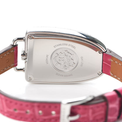 Hermes Stainless Steel Alligator Diamond Bezel 26mm Galop Quartz Watch Framboise 4 of 5