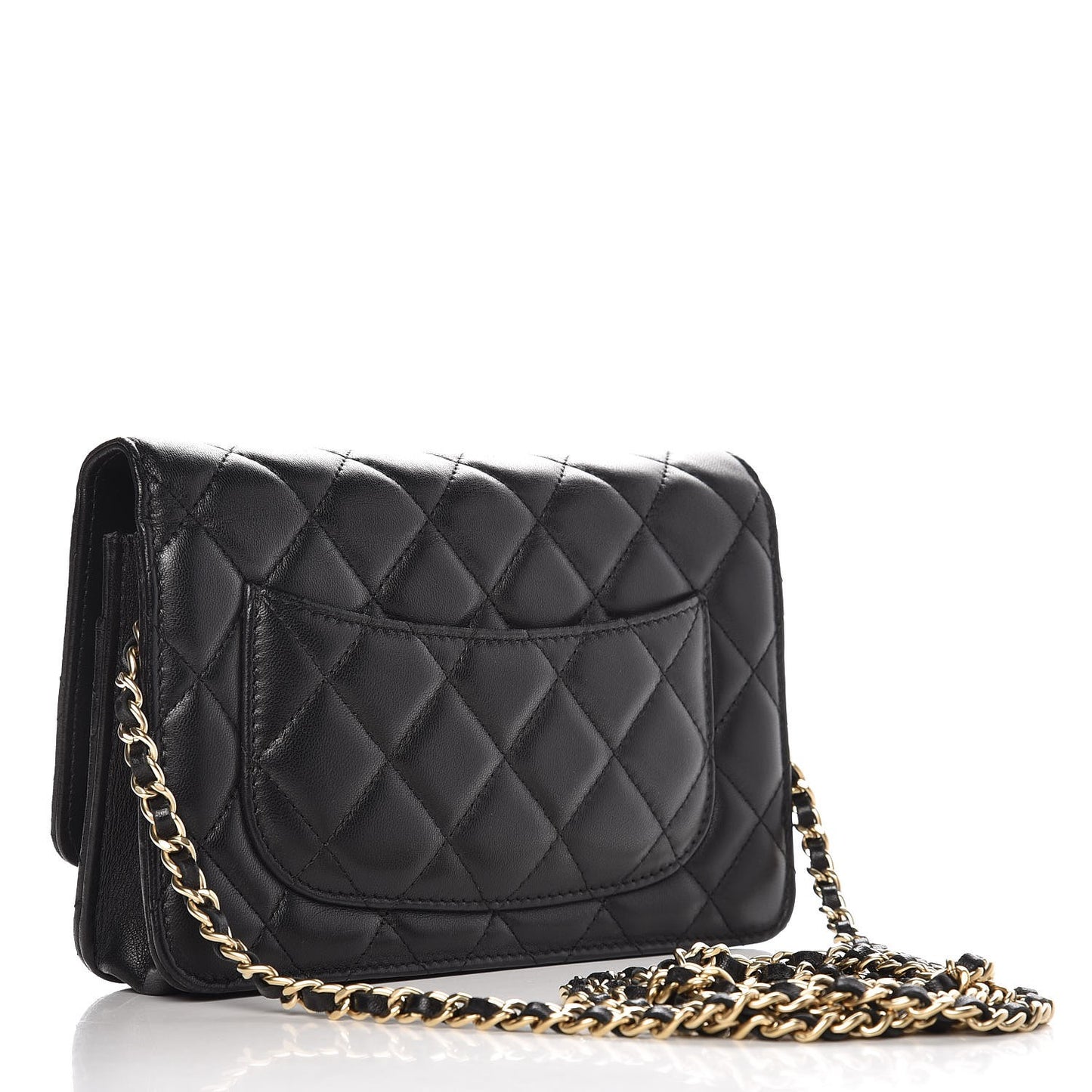 Lambskin Quilted Wallet On Chain WOC Black