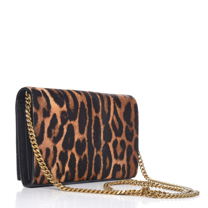 Saint Laurent Calf Hair Monogram Chain Wallet Leopard 3 of 12