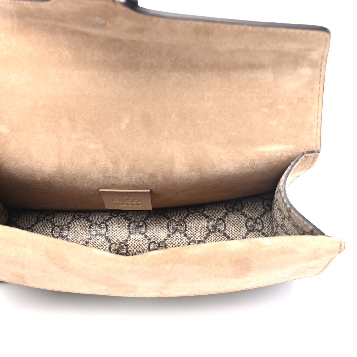 Gucci GG Supreme Monogram Suede Crystal Small Dionysus Shoulder Bag Beige Ebony Taupe 4 of 4