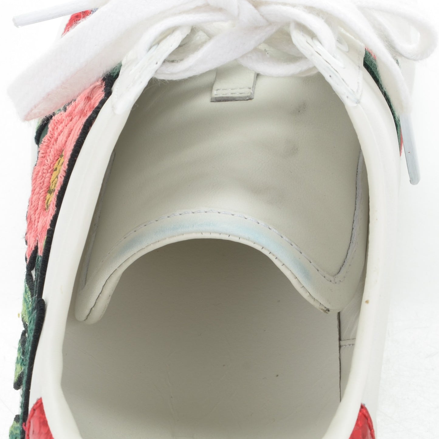 Calfskin Web Floral Embroidered Ace Sneakers 39.5 White