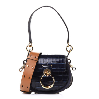 Chloe Calfskin Crocodile Embossed Tess Bag Profound Brown 1 of 4