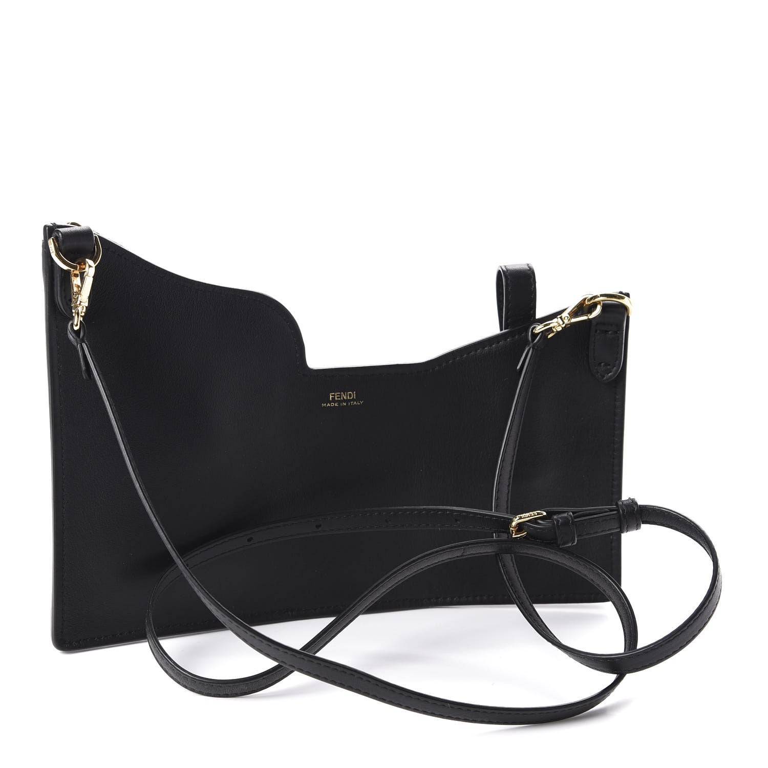 Fendi Vitello Grace Glazed Fabric FF 1974 3 Pocket Mini Crossbody Bag Black Mogano Panna 3 of 9