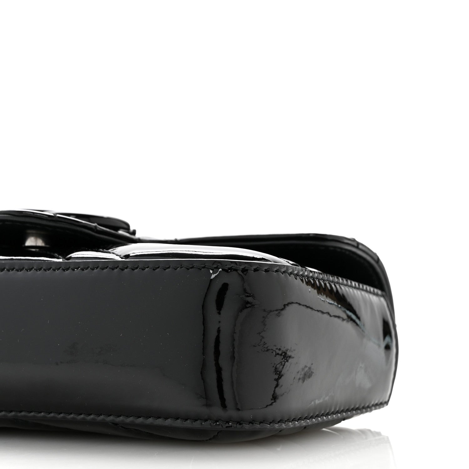 Gucci Patent Lambskin Enamel Matelasse Monochrome Super Mini GG Marmont Shoulder Bag Black 10 of 12