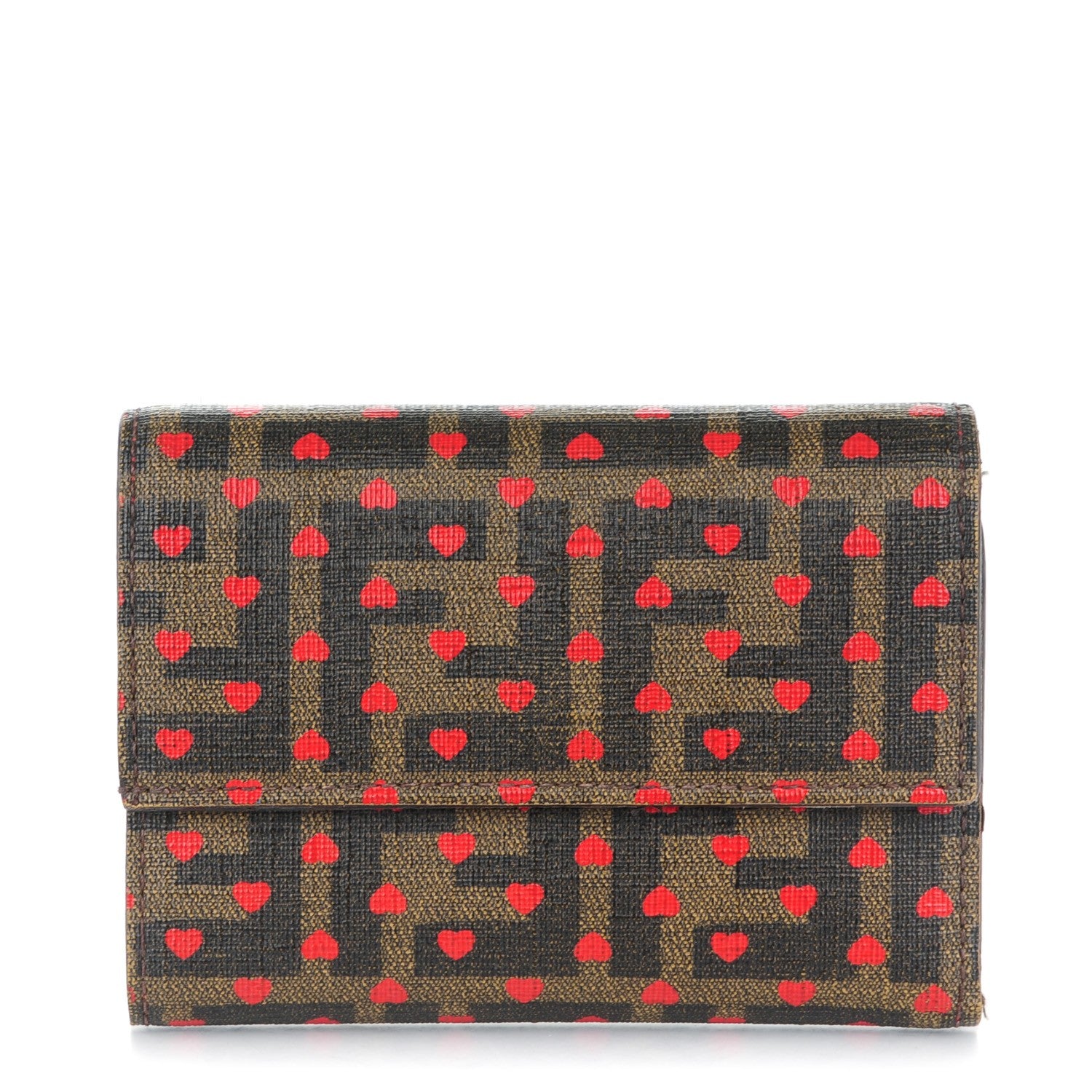 Fendi Zucca Hearts Compact Wallet Tobacco 1 of 10