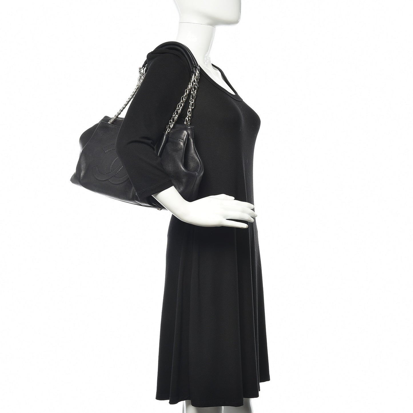 Caviar CC Tuck Medium Tote Black