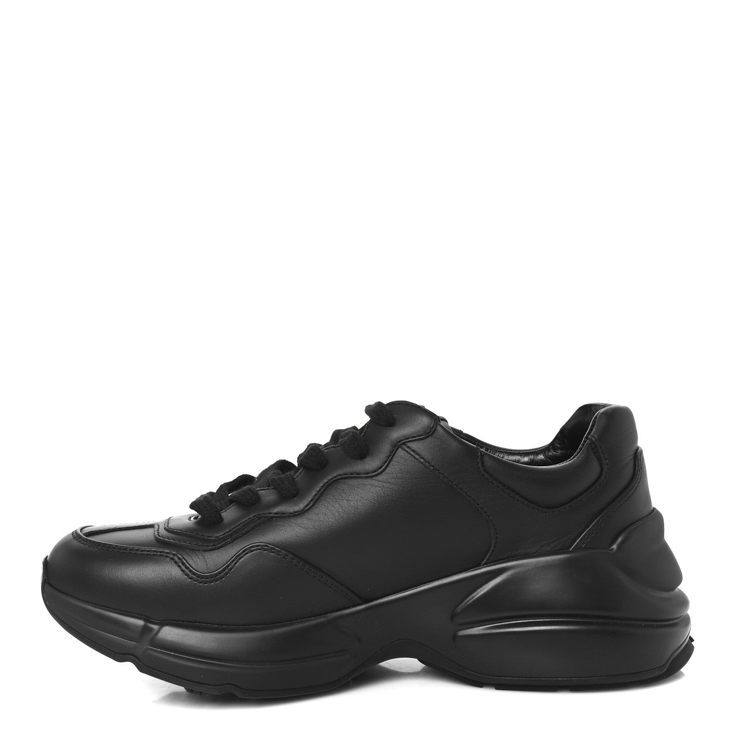 Gucci Dali Soft Calfskin Cut Out Interlocking G Womens Rhyton Sneakers 37.5 Black Ivoire 1 of 10