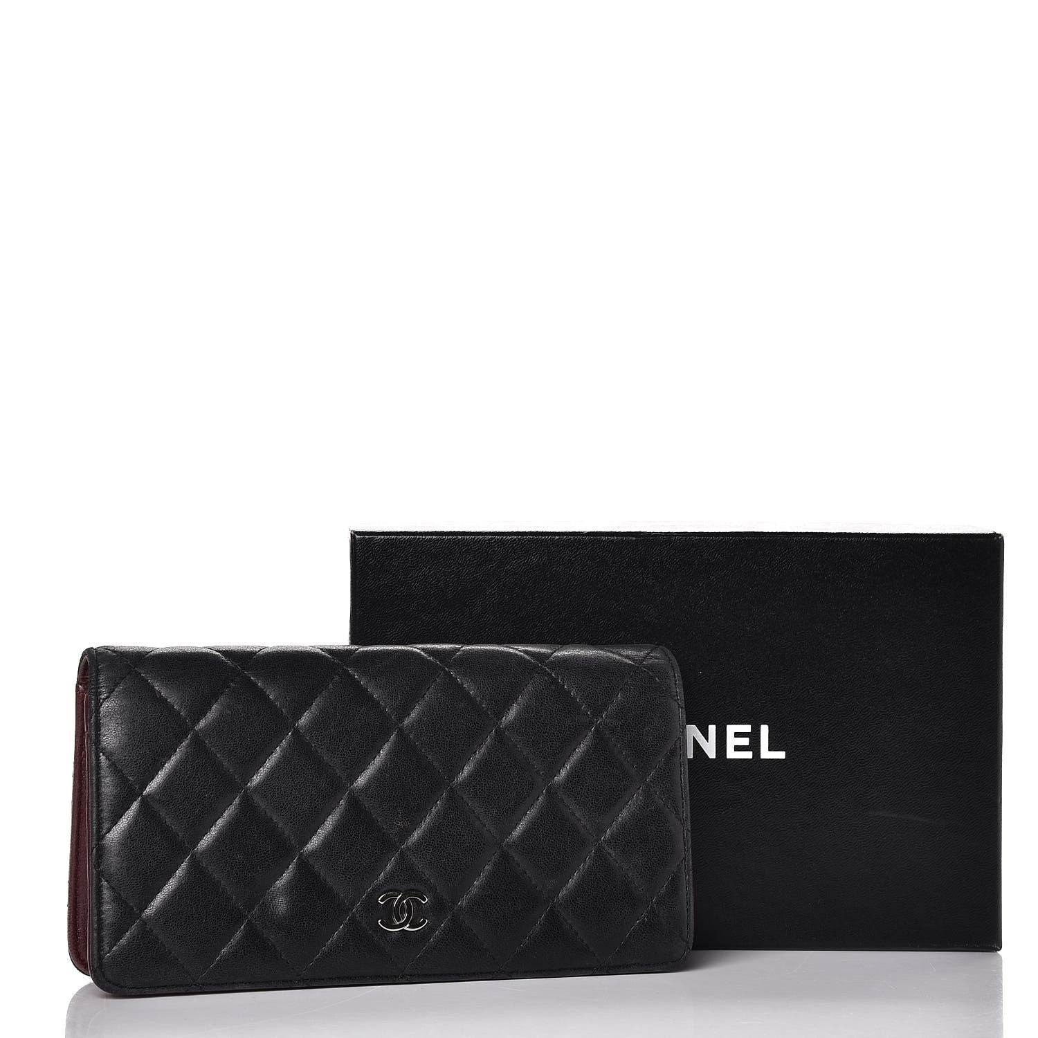 Chanel Lambskin Quilted Yen Wallet Black 14 of 14