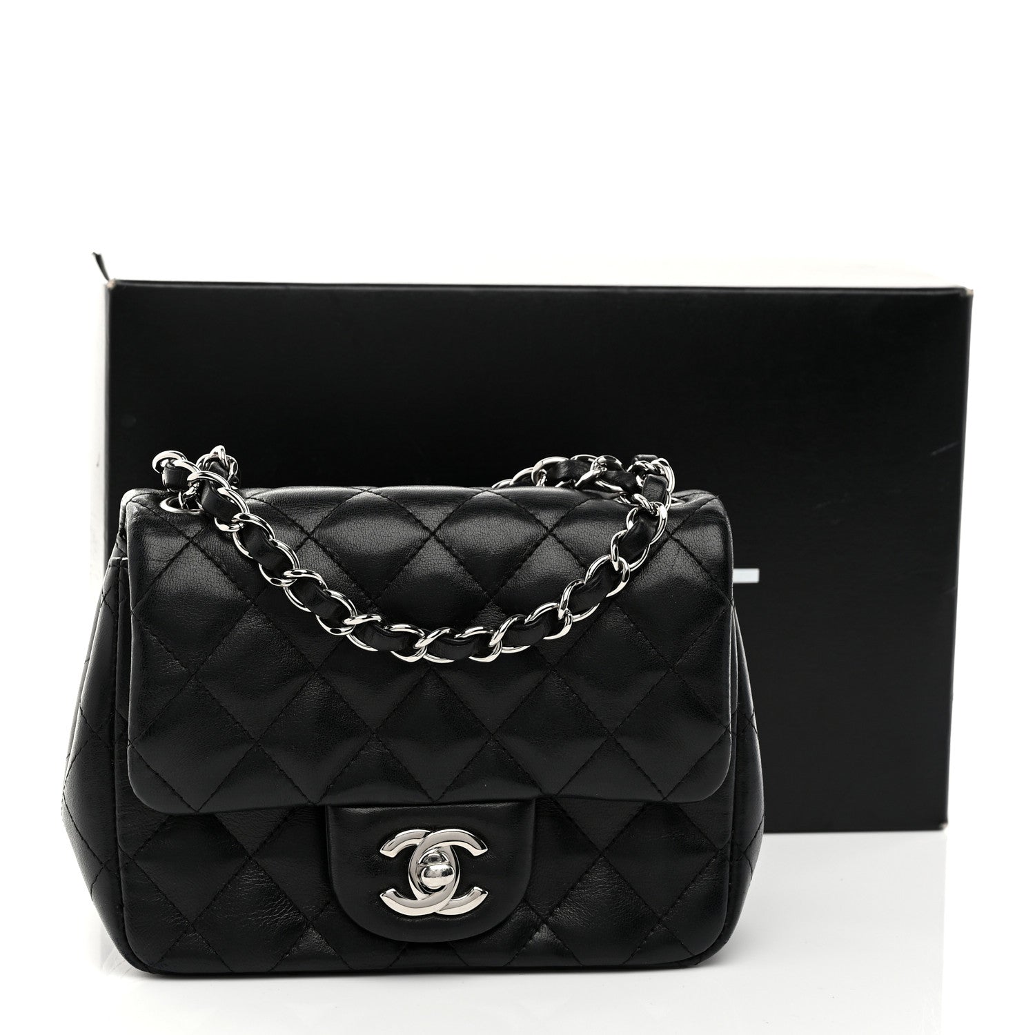 Chanel Lambskin Quilted Mini Square Flap Black 11 of 11