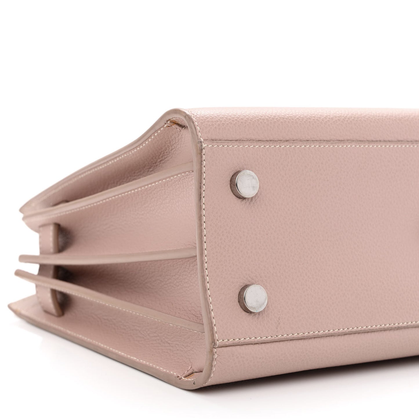 Grained Calfskin Topstich Baby Sac De Jour Antique Rose