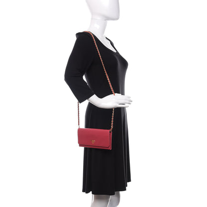 Prada Saffiano Metal Oro Chain Wallet Peonia 2 of 10