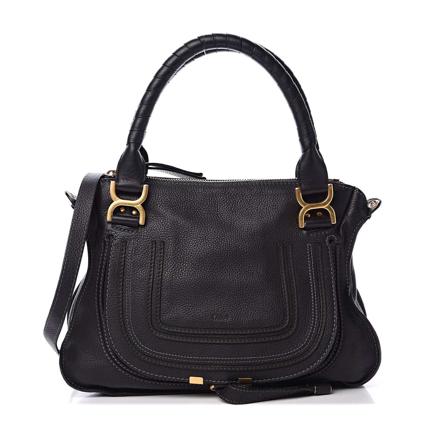 Calfskin Medium Marcie Satchel Black