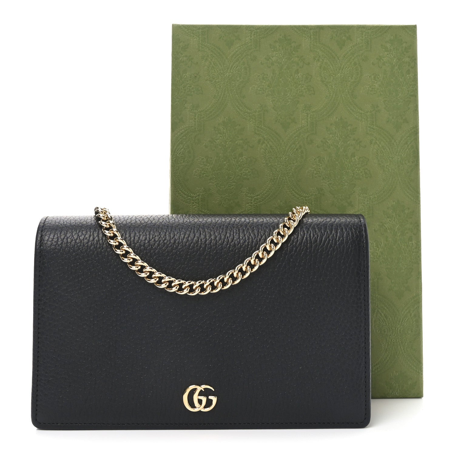 Gucci Calfskin Mini GG Marmont Chain Wallet Black 10 of 10