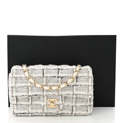 Chanel Tweed Quilted Mini Rectangular Flap White Grey 11 of 11
