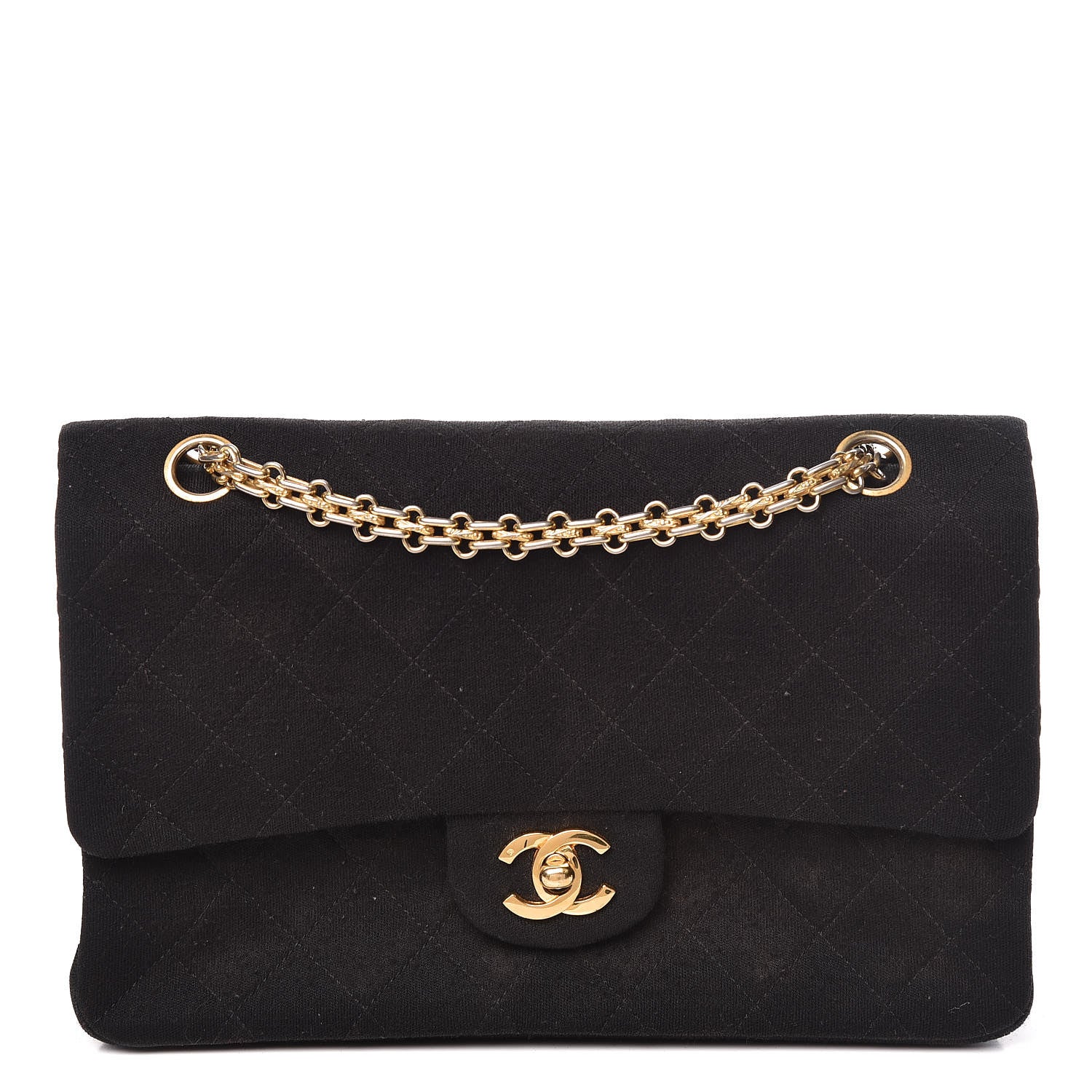 Chanel Jersey Quilted Medium Double Flap Black 1 of 17
