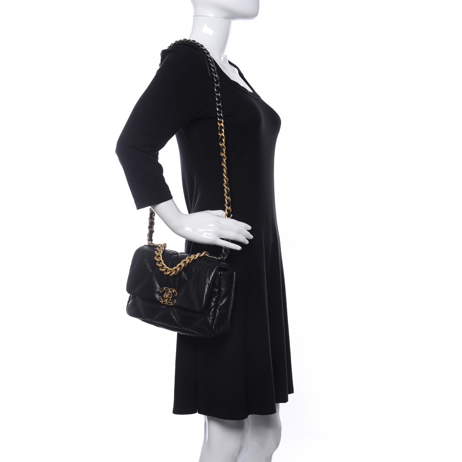 Chanel Goatskin Quilted Medium Chanel 19 Flap Black 2 of 10