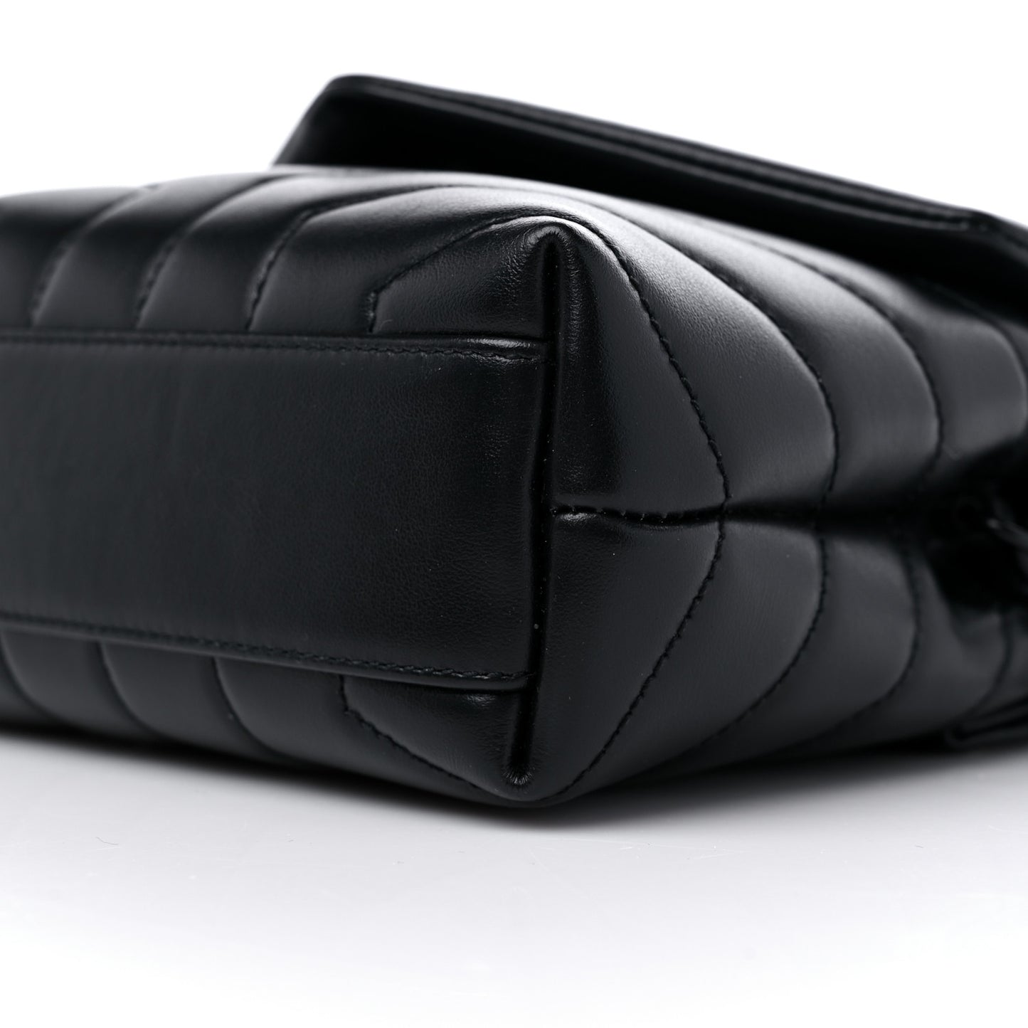 Calfskin Y Quilted Monogram Monochrome Toy Loulou Crossbody Bag Black
