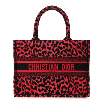 Christian Dior Canvas Mizza Embroidered Medium Leopard Book Tote Fuchsia Multicolor 1 of 10