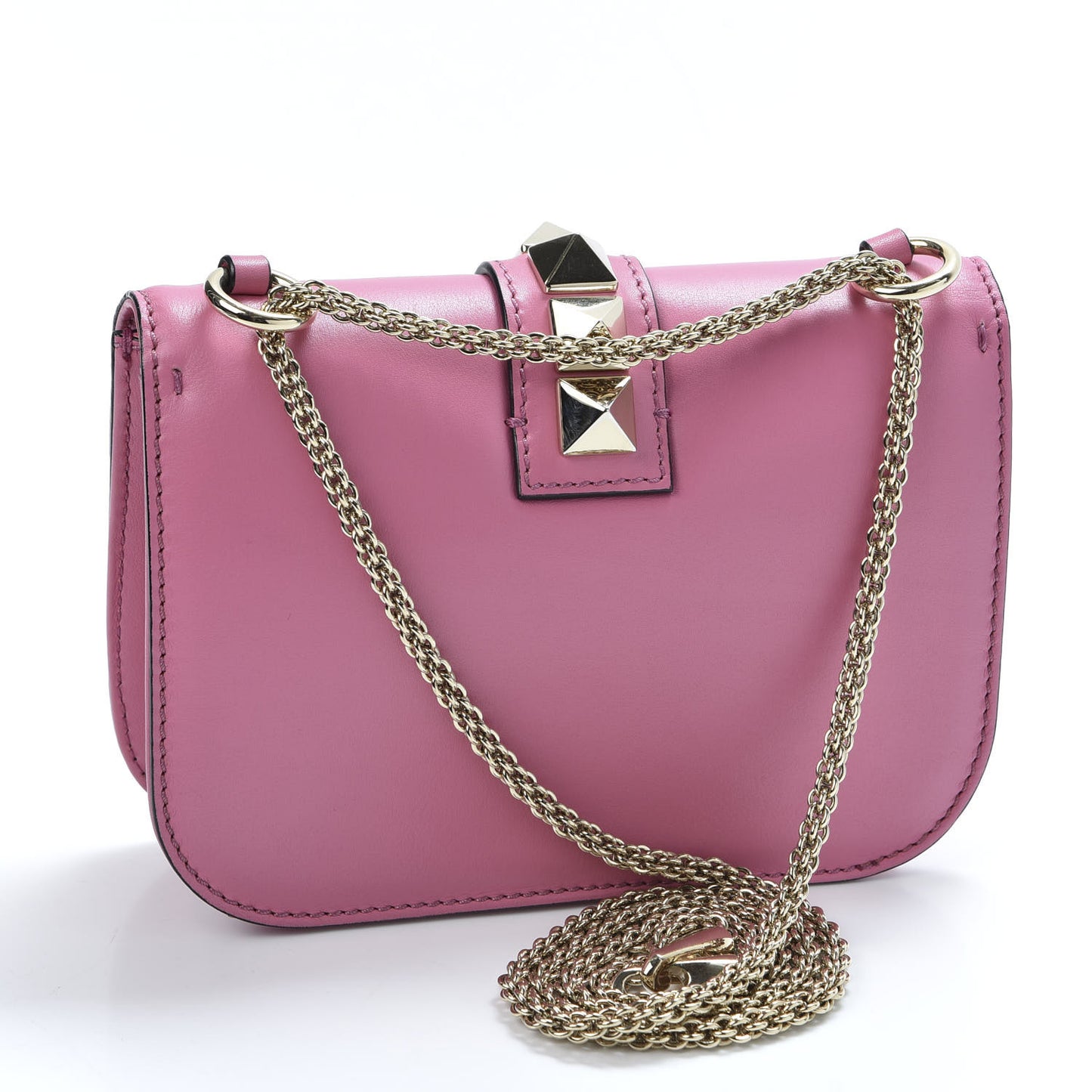 Vitello Small Glam Lock Rockstud Flap Rose Violet