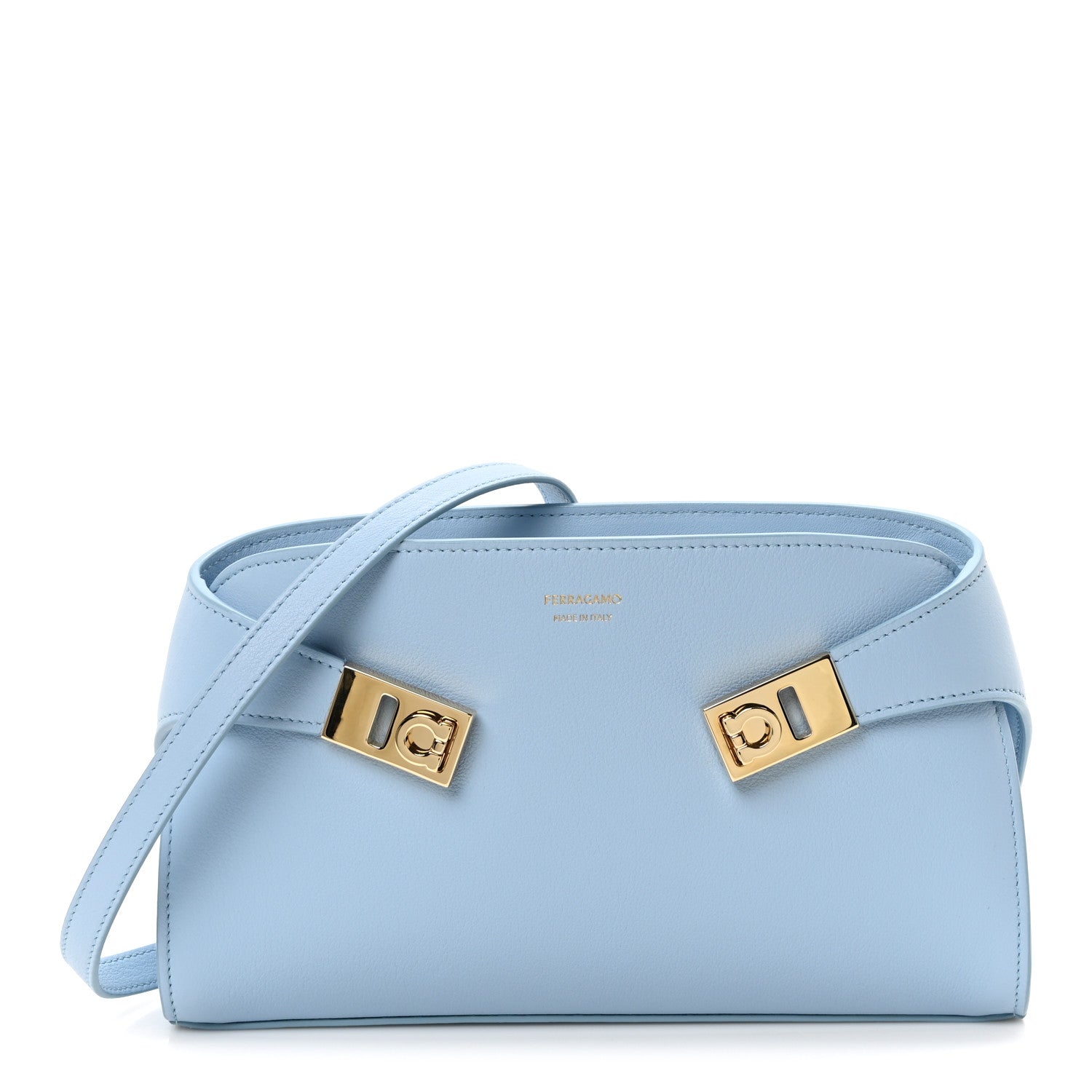 Salvatore Ferragamo Calfskin Mini Hug Crossbody Bag Sky Blue 1 of 9