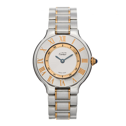 Cartier Stainless Steel 18K Yellow Gold 28mm Must De 21 Quartz Watch 1 of 5