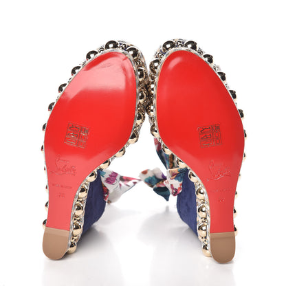 Christian Louboutin Suede Satin Levantinana 120 Wedges 39 Blue 5 of 7