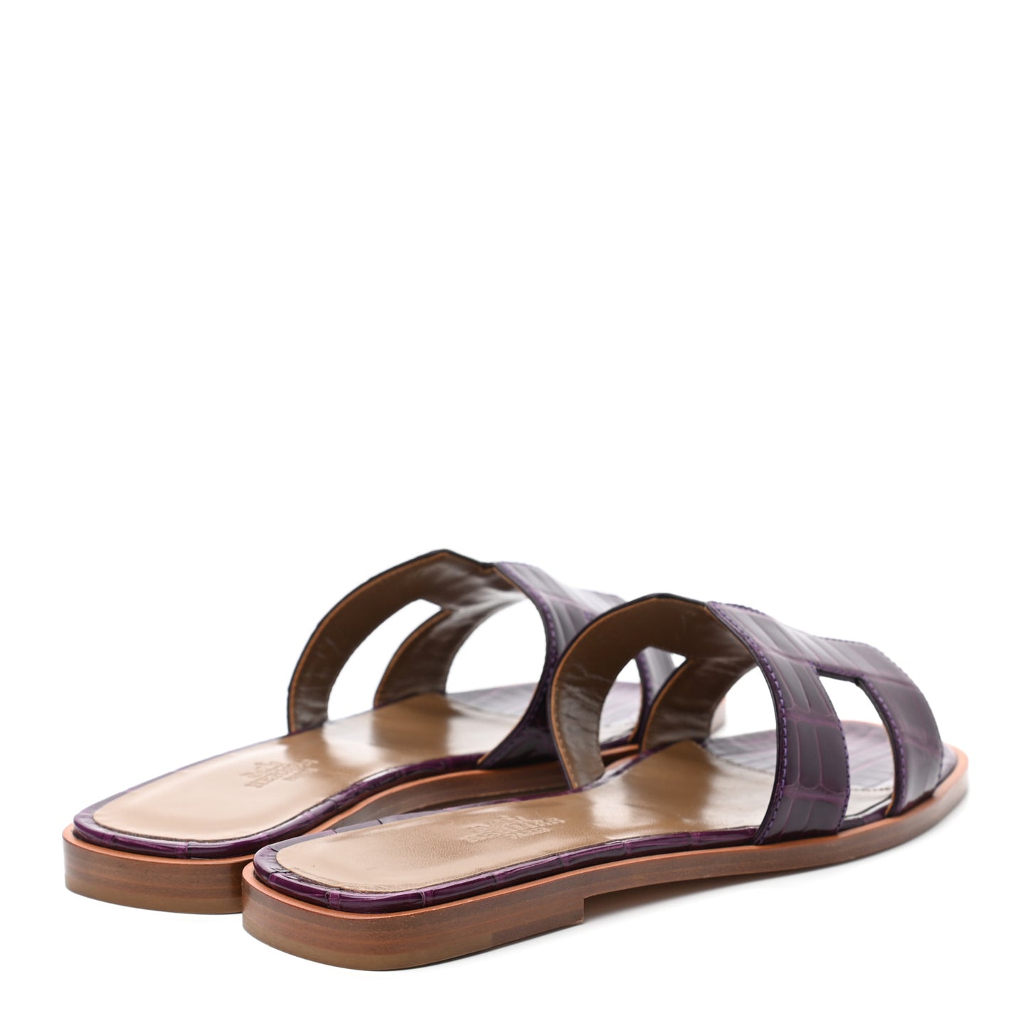 Shiny Alligator Oran Sandals 36 Amethyst