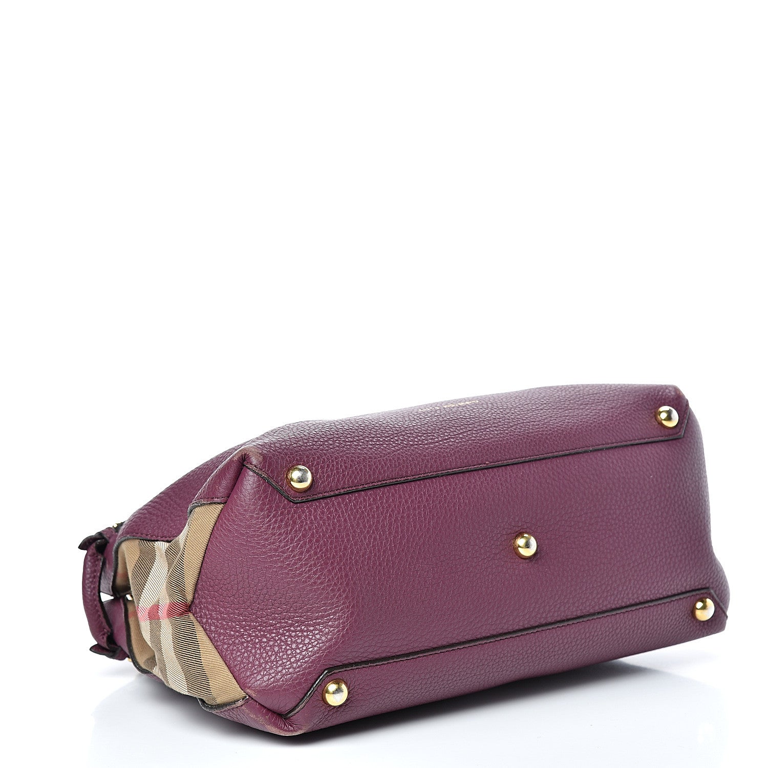 Burberry Derby Calfskin House Check Medium Banner Tote Dark Plum 3 of 27
