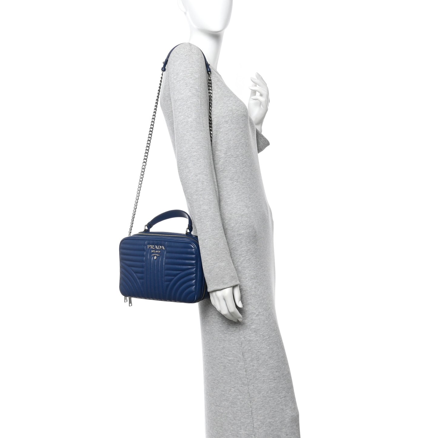 Soft Calfskin Impunture Diagramme Camera Bag Bluette
