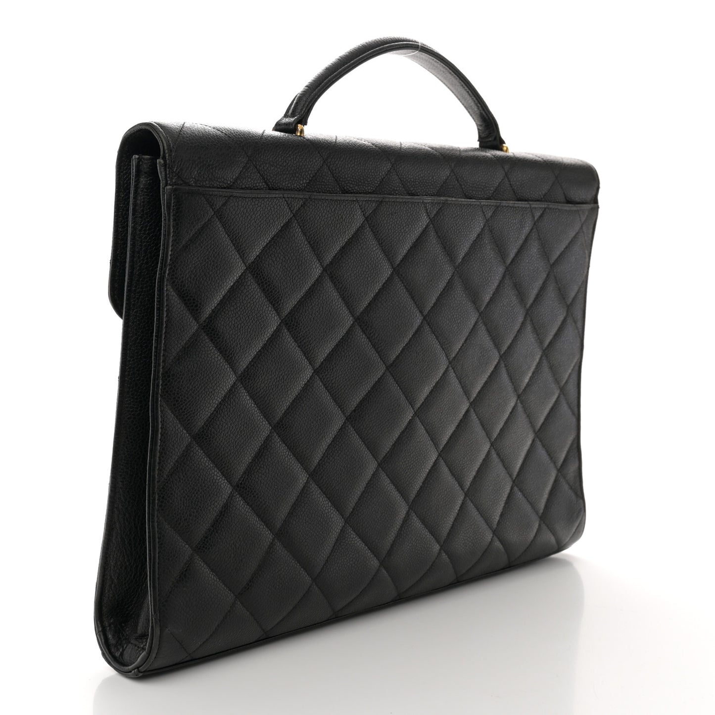 Caviar Quilted Briefcase Laptop Bag Black