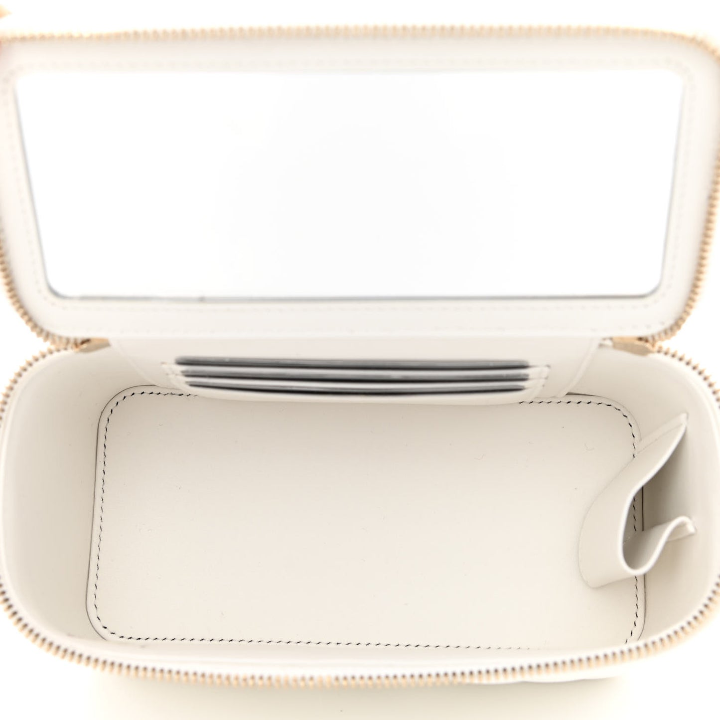 Caviar Quilted Small Vanity Case With Chain White