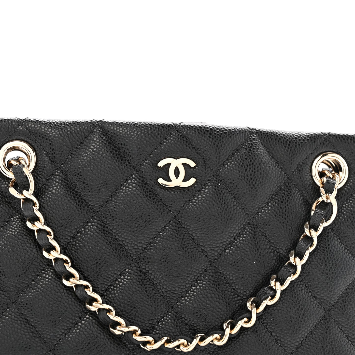 Caviar Quilted Classic Clutch Tote With Chain Black