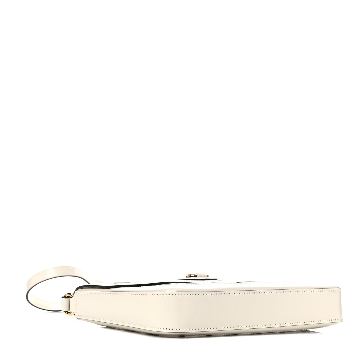 Canvas Flora Floral Calfskin Medium Cutout Shoulder Bag White Multicolor