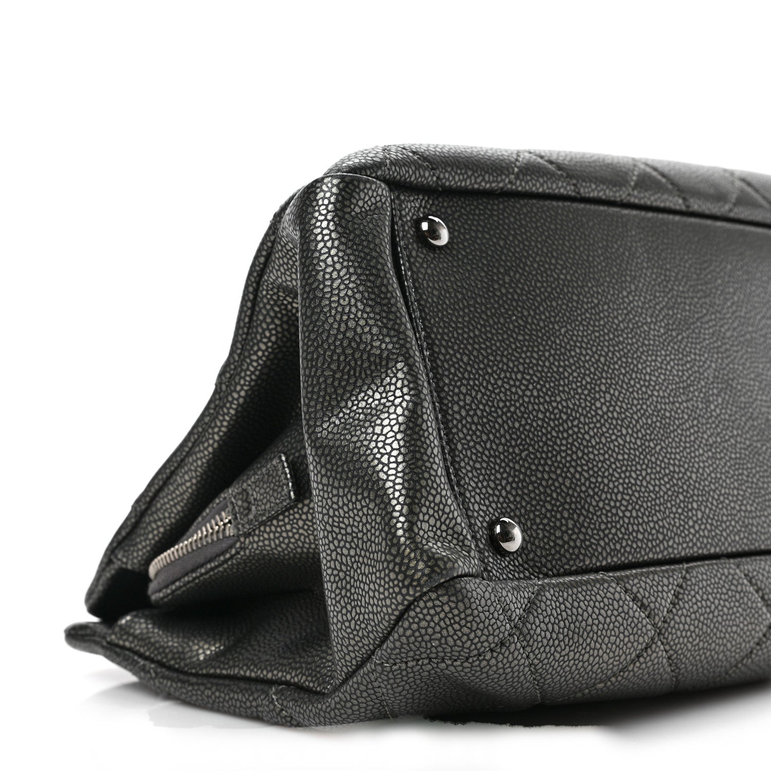 Chanel Metallic Caviar Quilted Timeless CC Shopping Tote Dark Grey 7 of 8