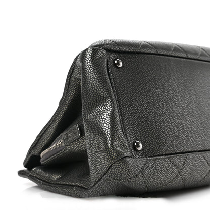 Chanel Metallic Caviar Quilted Timeless CC Shopping Tote Dark Grey 7 of 8