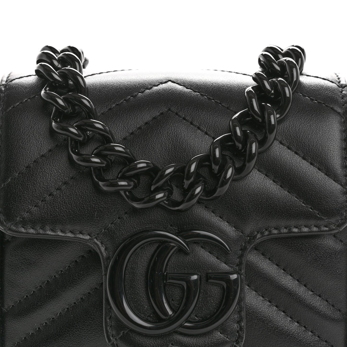Calfskin Matelasse Monochrome GG Marmont Chain Belt Bag Black