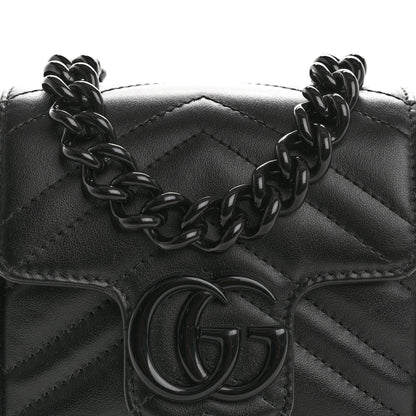 Gucci Calfskin Matelasse Monochrome GG Marmont Chain Belt Bag Black 8 of 10