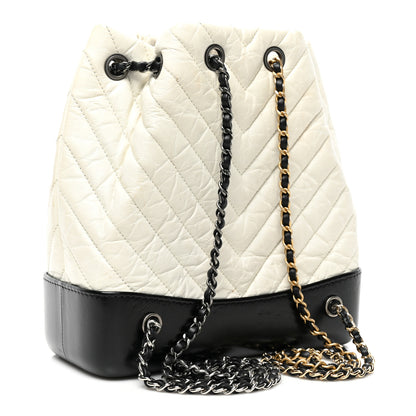 Chanel Aged Calfskin Chevron Quilted Small Gabrielle Backpack Black White 2 of 14