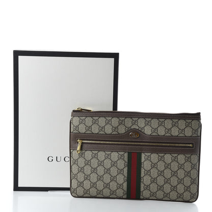 Gucci GG Supreme Monogram Large Ophidia Pouch Clutch Brown 8 of 8